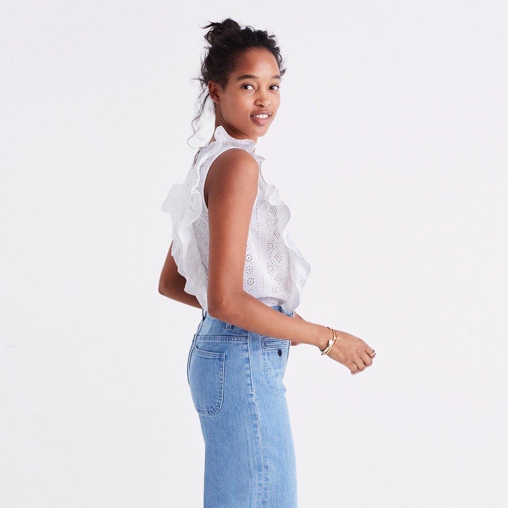 madewell | eyelet bellflower ruffle top